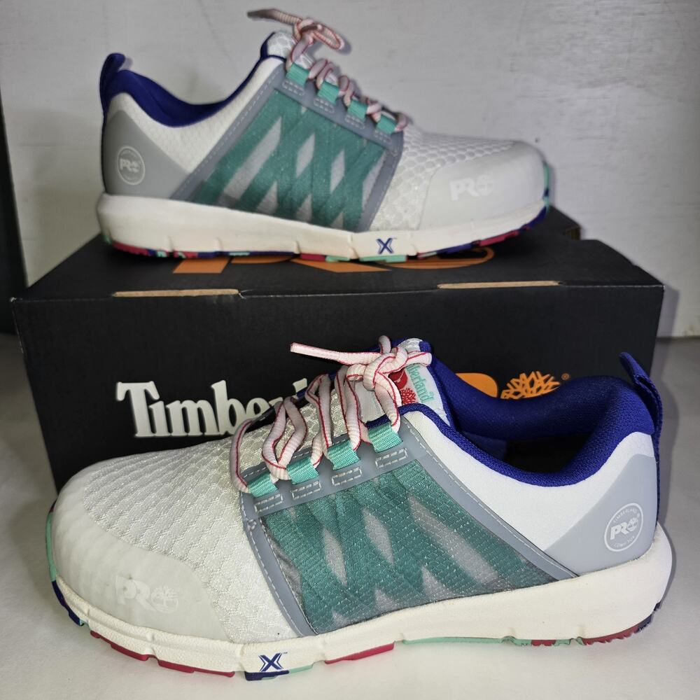 Timberland PRO Radius Composite Safety Toe (White/Multi) Women's Shoes Size 8W
